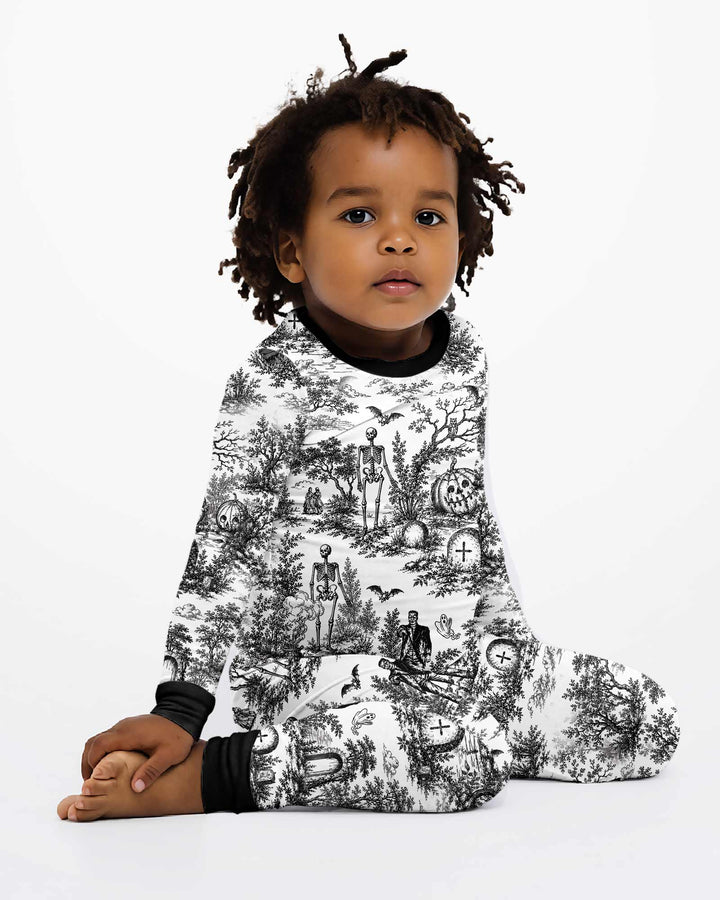 Spooky Halloween Toile Bamboo Two Piece Long Sleeve Pajama Set