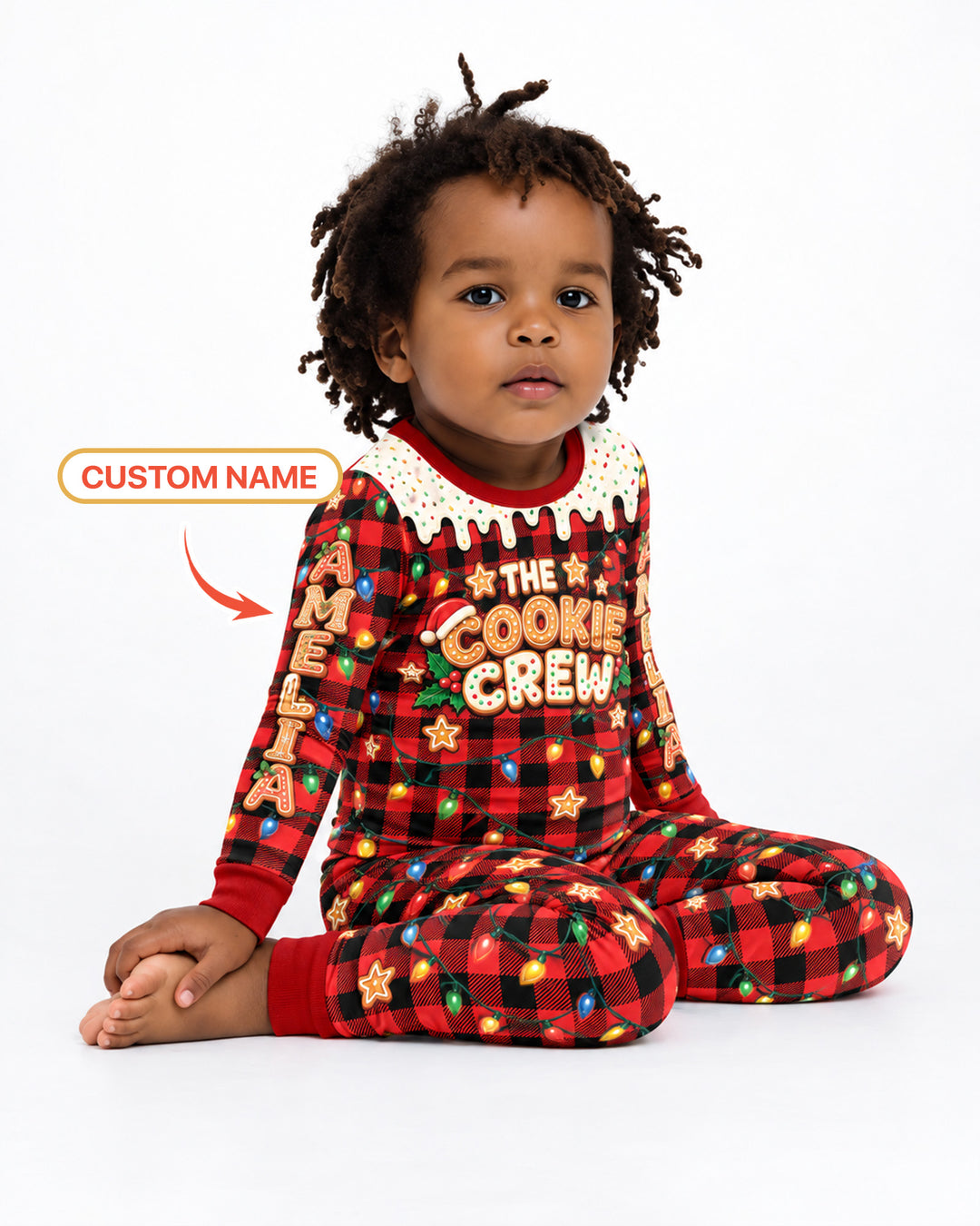The Cookie Crew Custom Gingerbread Letter Bamboo Two Piece Long Sleeve Pajama Set