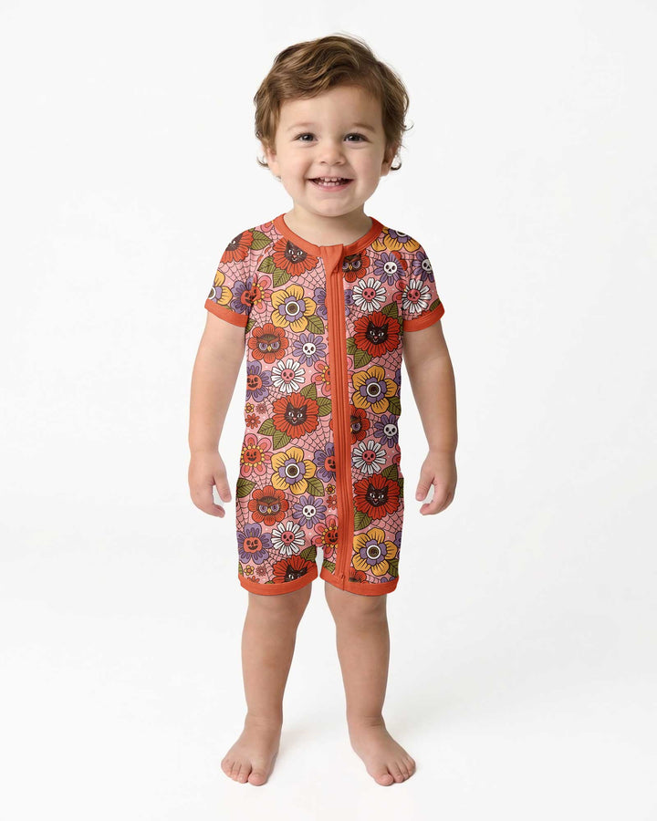 70s Halloween Floral Bamboo Shorty Zippy