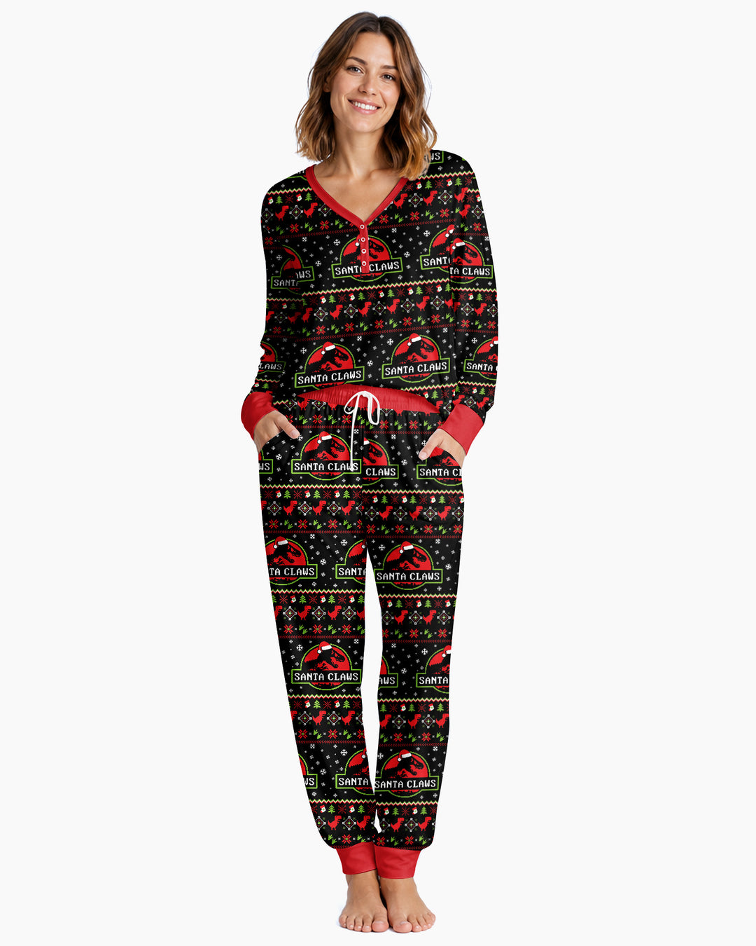 Santa Claws Christmas Bamboo Women Pajama Set