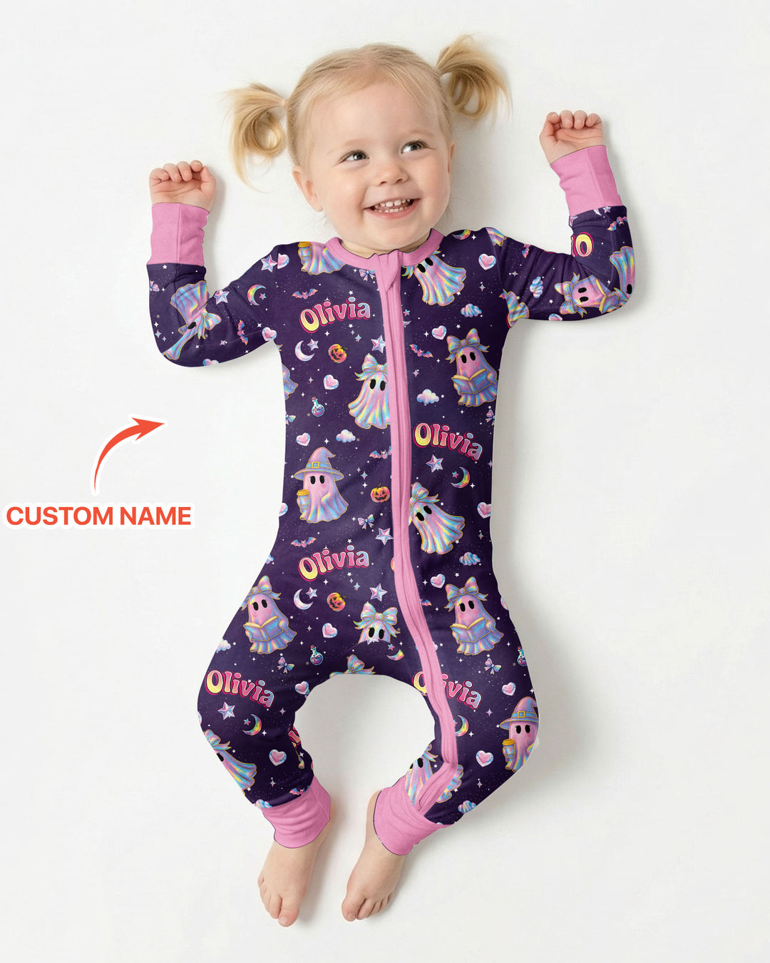 Holographic Cute Ghost Bamboo Convertible Zippy