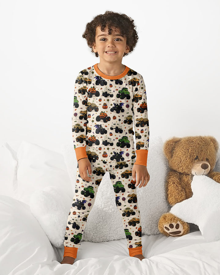 Spooky Monster Truck Bamboo Two Piece Long Sleeve Pajama Set
