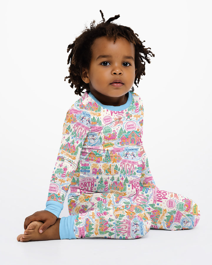 Pink North Pole Wonderland Bamboo Two Piece Long Sleeve Pajama Set
