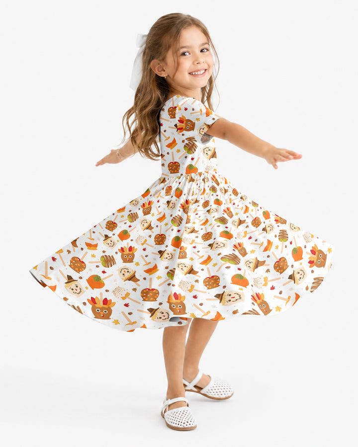 Fall Caramel Apple Family Matching Bamboo Twirl Dress