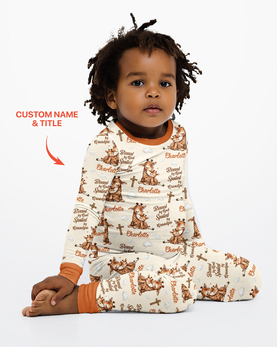 Custom Name Blessed By God Spoiled By Grandma Bamboo Two Piece Long Sleeve Pajama Set