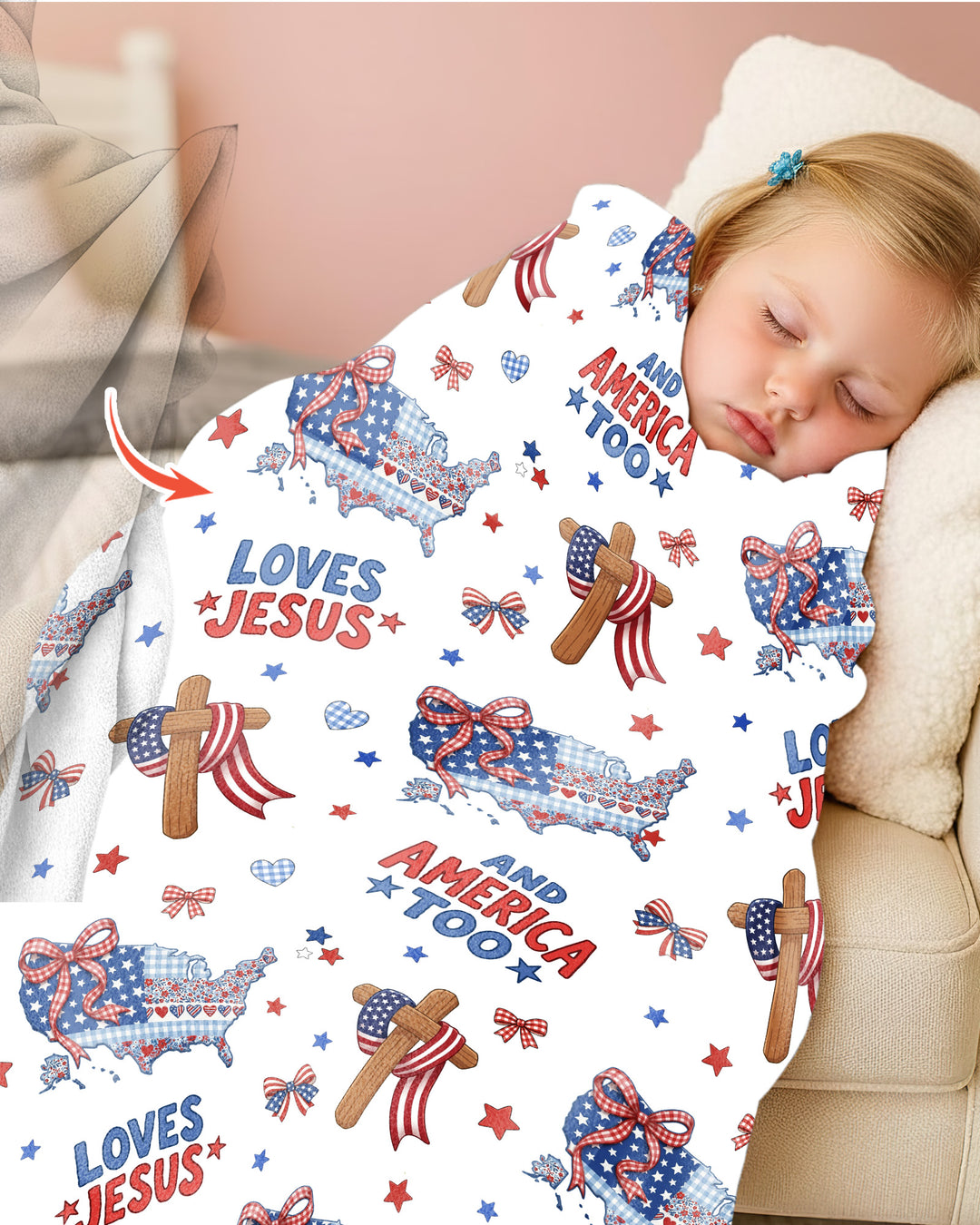Loves Jesus And America Too Bamboo Blanket
