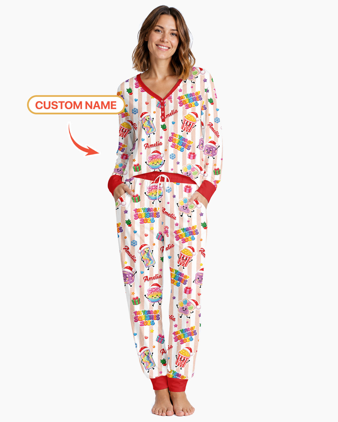 Custom Name The Year of Squishies 2026 Bamboo Women Pajama Set