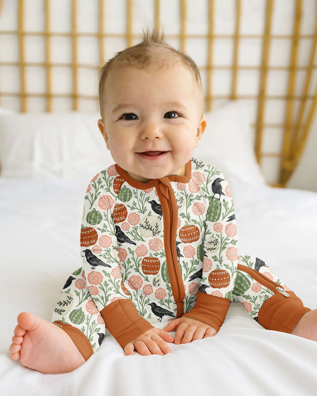 Country Crows with Mums and Pumpkins Bamboo Convertible Zippy
