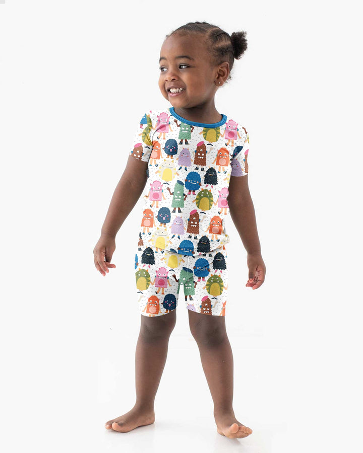 (Not So) Scary Monsters Bamboo Two Piece Short Sleeve Shorts Pajama Set