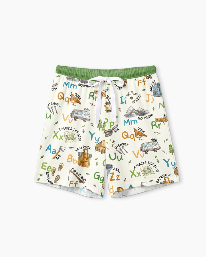Adventure Alphabet ABCs Summer Camp Bamboo Women Short Sleeve Short Pajama Set