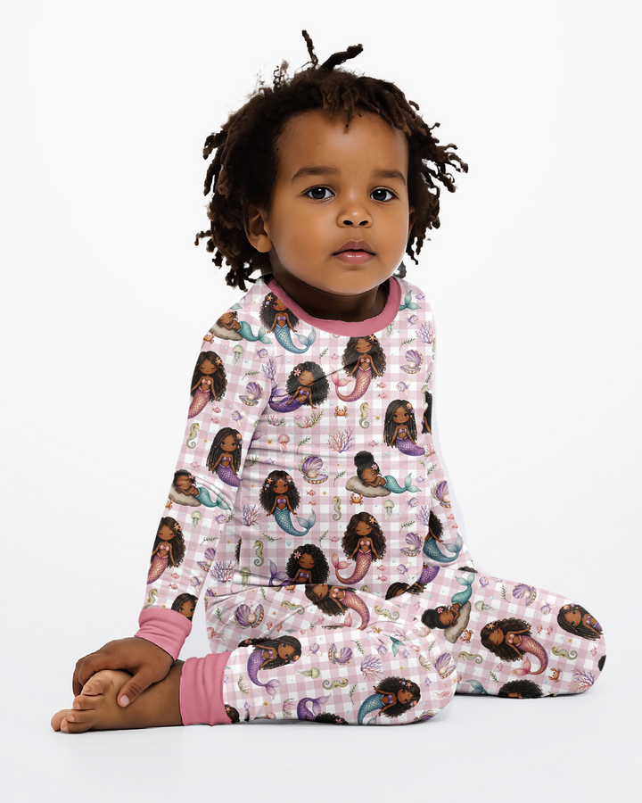 Black Mermaid Bamboo Two Piece Long Sleeve Pajama Set