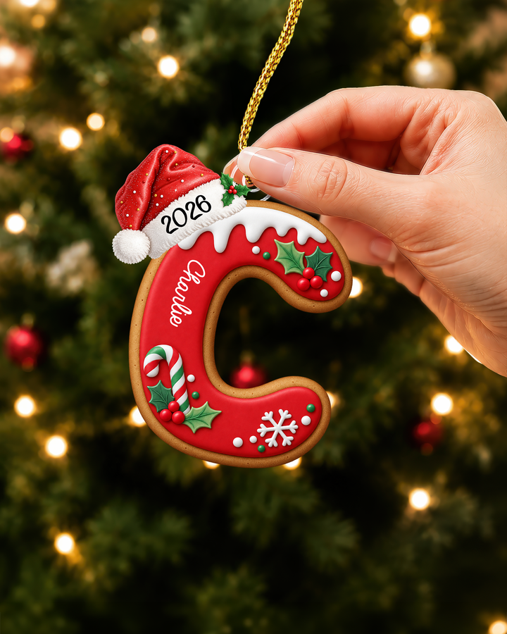 Personalized Gingerbread Letter Acrylic Ornament