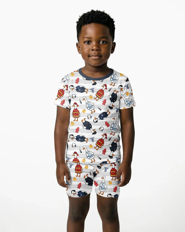 Rescue Goose Squad Bamboo Two Piece Short Sleeve Shorts Pajama Set