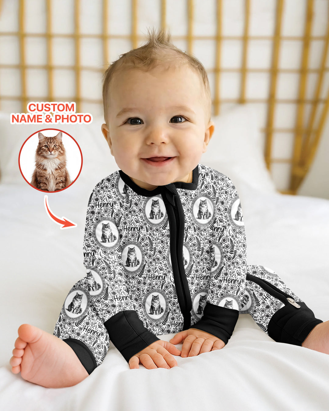 Custom Pet Photo Chinoiserie Garden Bamboo Convertible Zippy