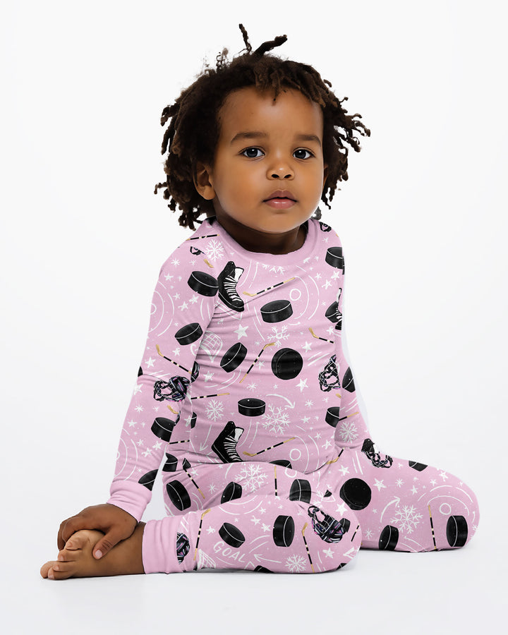 Little Hockey Fan Bamboo Two Piece Long Sleeve Pajama Set