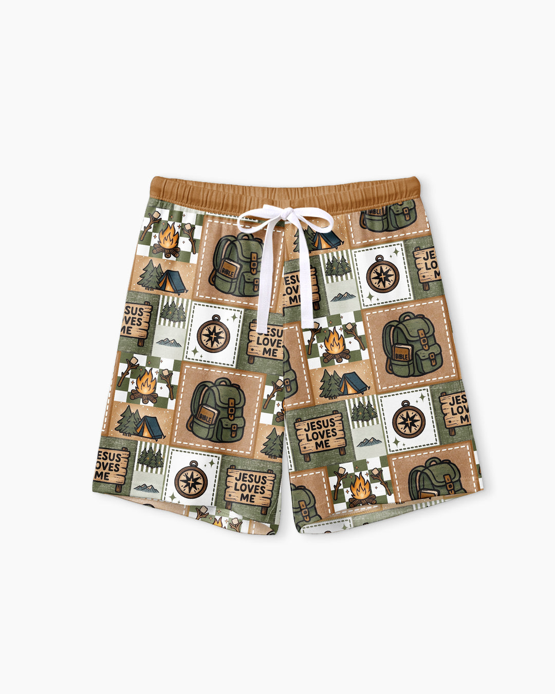 Camping Jesus Loves Me Bamboo Women Short Sleeve Short Pajama Set