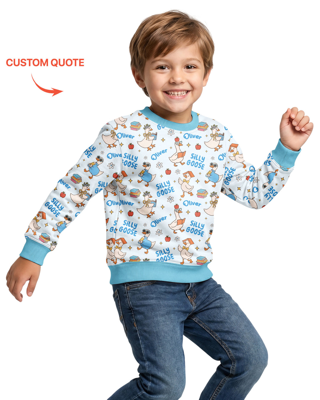 Custom Name Silly Goose Back to School Bamboo Crewneck Sweatshirt