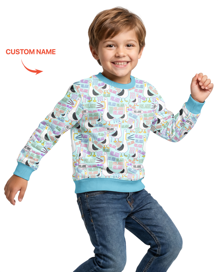 Teacher Teacher Teacher Funny Seagull Bamboo Crewneck Sweatshirt