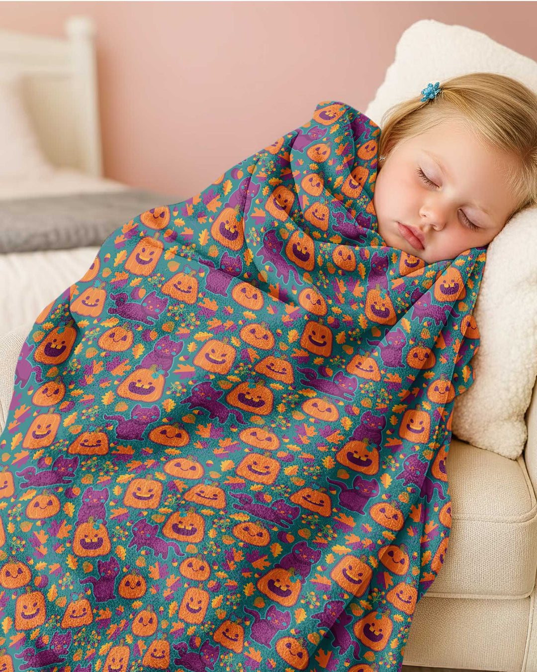 Cats and Pumpkins Bamboo Blanket