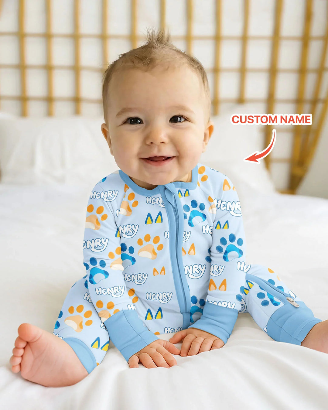 Custom Name Favourite Blue Dog Family Matching Bamboo Convertible Zippy