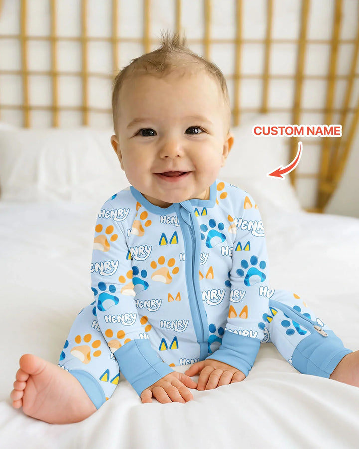 Custom Name Favourite Blue Dog Family Matching Bamboo Convertible Zippy