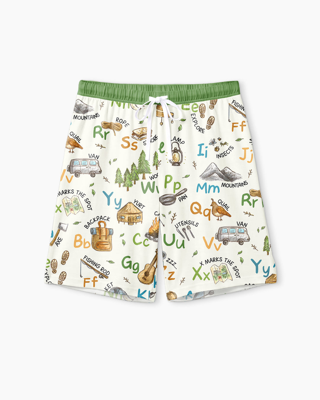 Adventure Alphabet ABCs Summer Camp Bamboo Men Short Sleeve Short Pajama Set