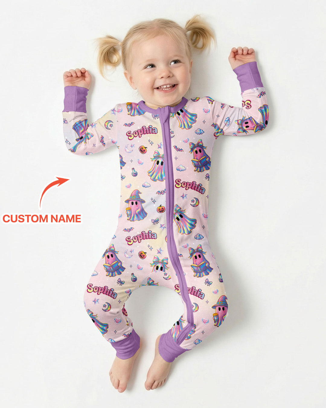 Holographic Cute Ghost Bamboo Convertible Zippy