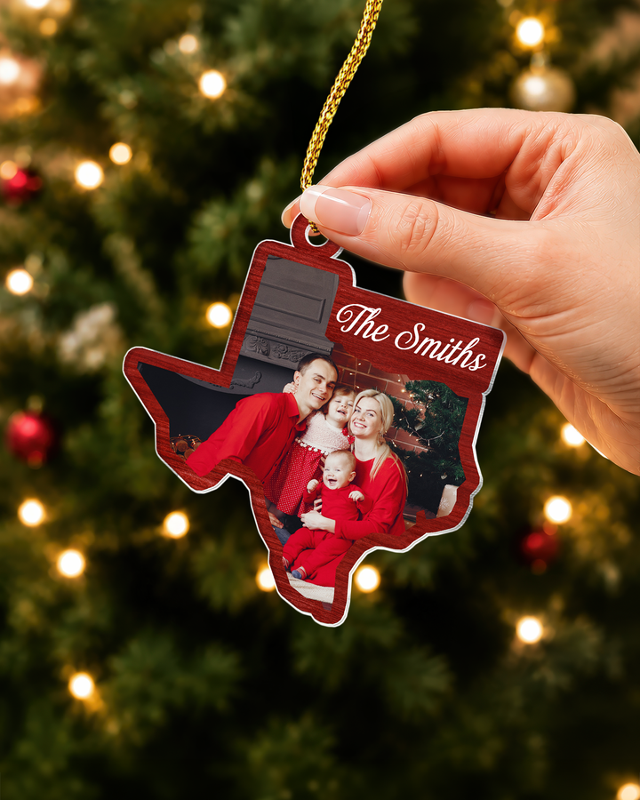 State Photo Frame Acrylic Ornament