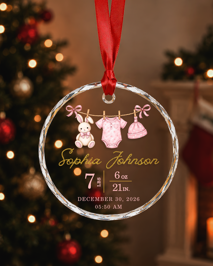 Baby First Christmas Personalized Glass Ornament