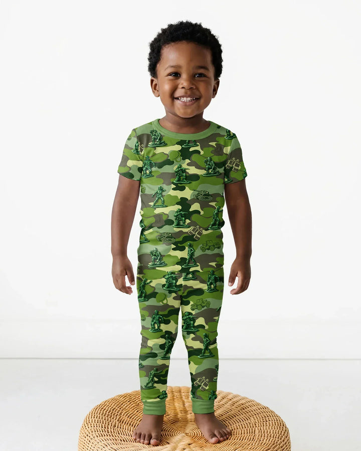 Green Army Men Bamboo Two Piece Short Sleeve Pajama Set