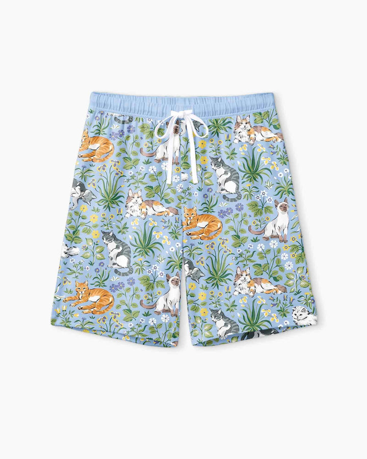 Kitten Garden Family Matching Bamboo Men Short Sleeve Short Pajama Set