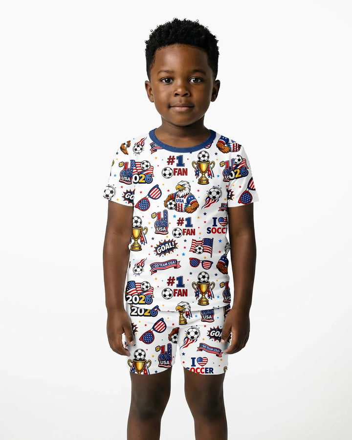 USA Soccer 2026 Party Bamboo Two Piece Short Sleeve Shorts Pajama Set