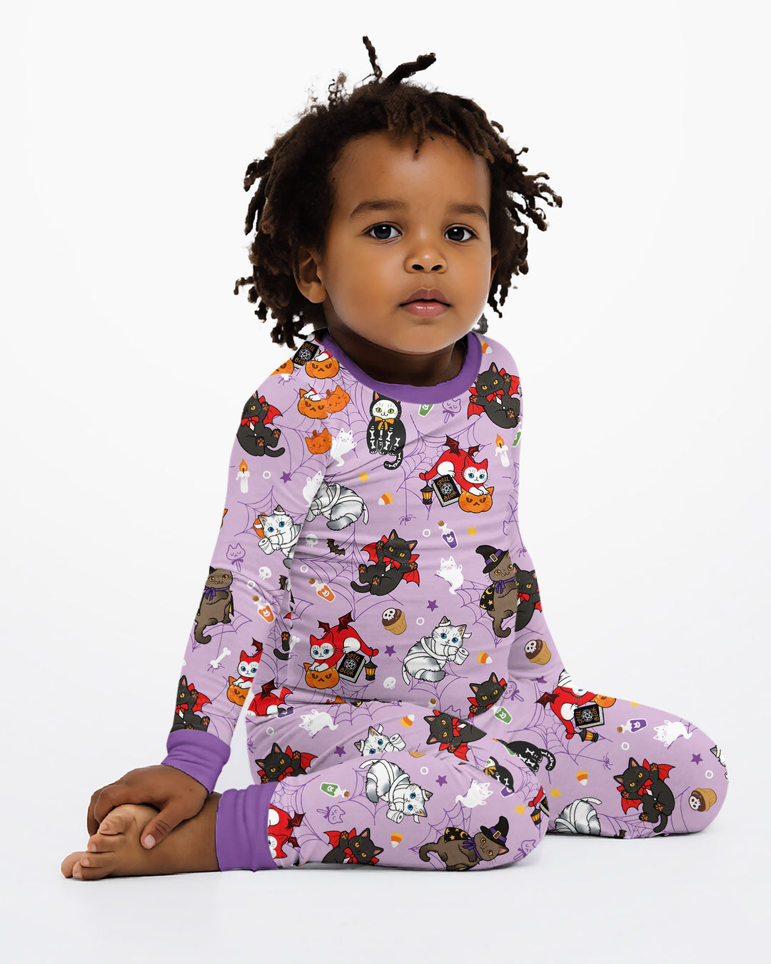 Spooky Kittie Bamboo Two Piece Long Sleeve Pajama Set