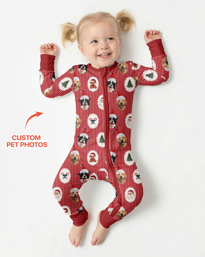 Custom Pet Face Christmas Cameo Bamboo Convertible Zippy