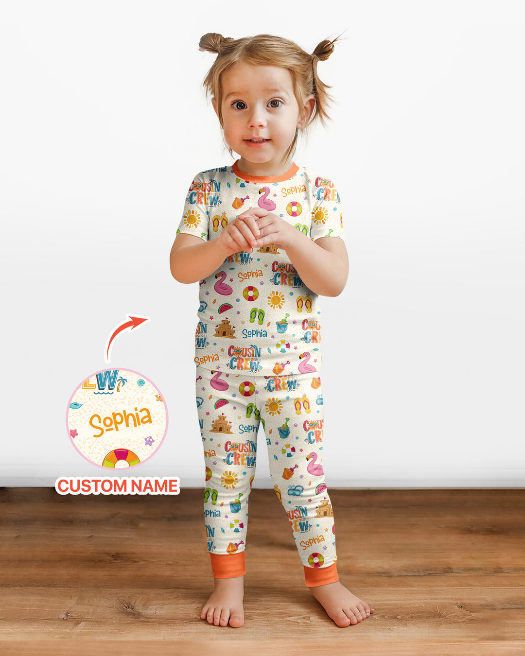 Custom Name Summer 2026 Cousin Crew Bamboo Two Piece Short Sleeve Pajama Set