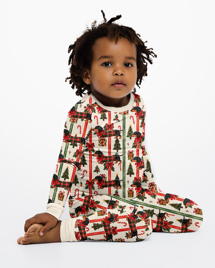 Puppy Holiday Bamboo Two Piece Long Sleeve Pajama Set