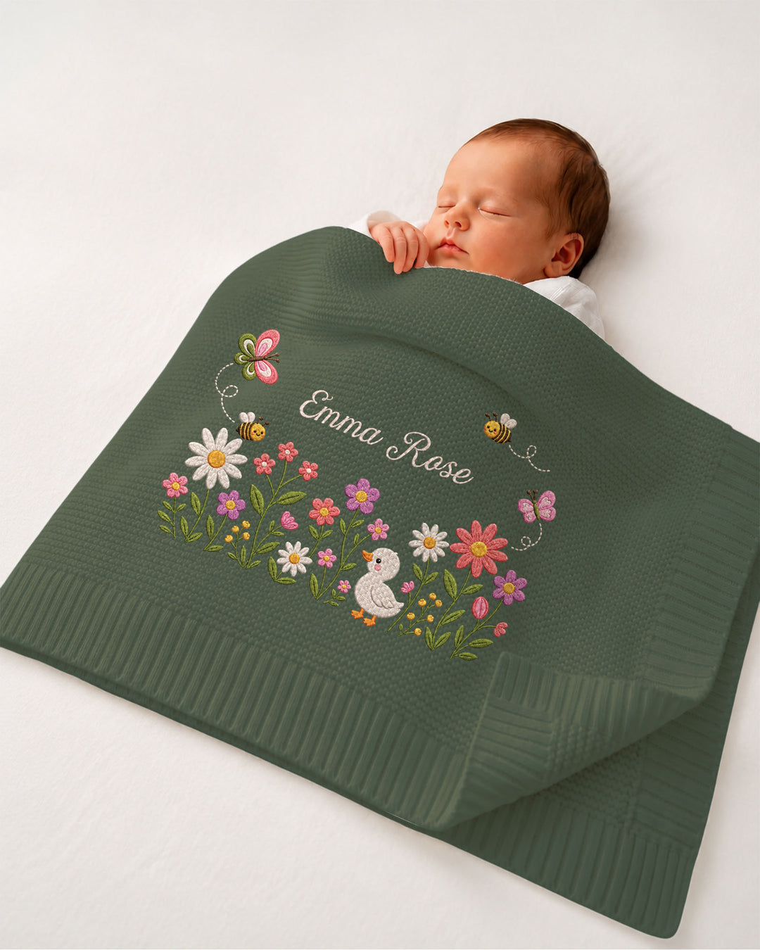 Lovely Floral Embroidered Baby Cotton Blanket