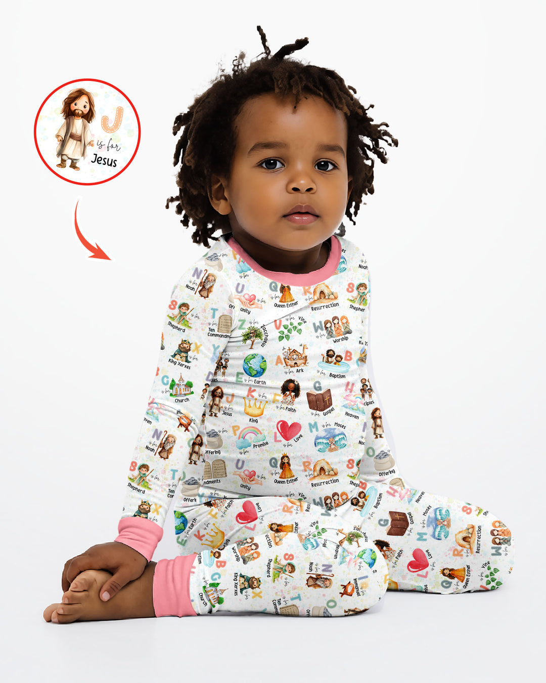 Bible ABC Alphabet Bamboo Two Piece Long Sleeve Pajama Set