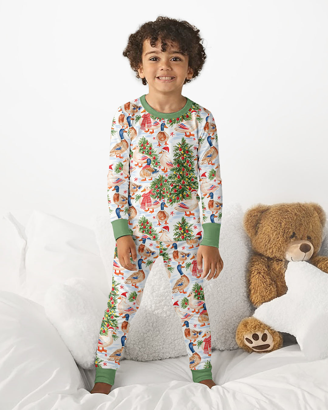Christmas and Duck Bamboo Two Piece Long Sleeve Pajama Set