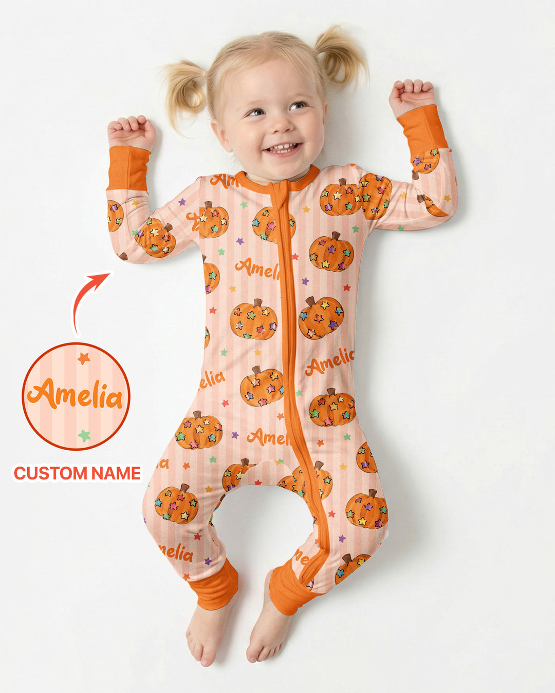 Colorful Star Pumpkin Custom Name Bamboo Convertible Zippy