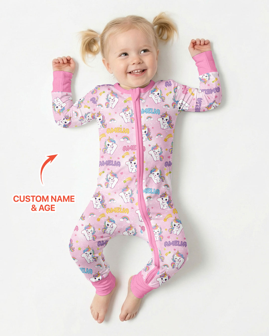 Custom Name Kawaii Unicorn Birthday Bamboo Convertible Zippy