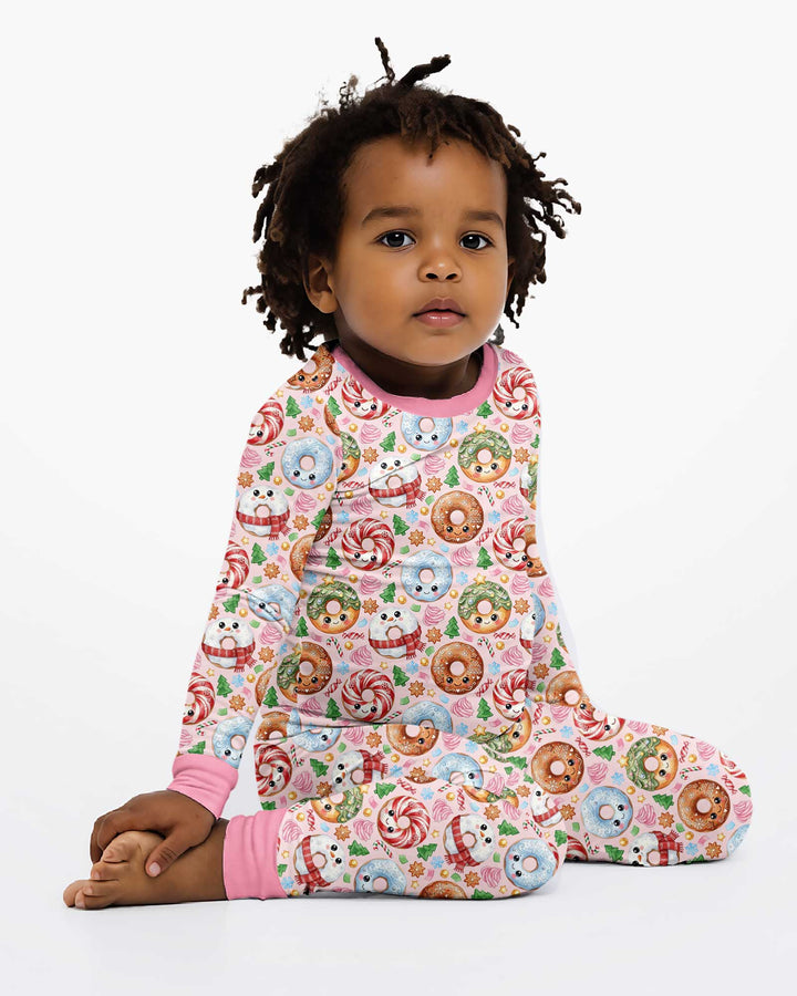 Kawaii Christmas Donuts Bamboo Two Piece Long Sleeve Pajama Set