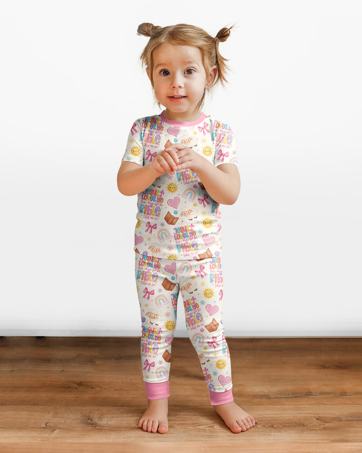 Jesus Loves Me This I Know Bamboo Two Piece Short Sleeve Pajama Set
