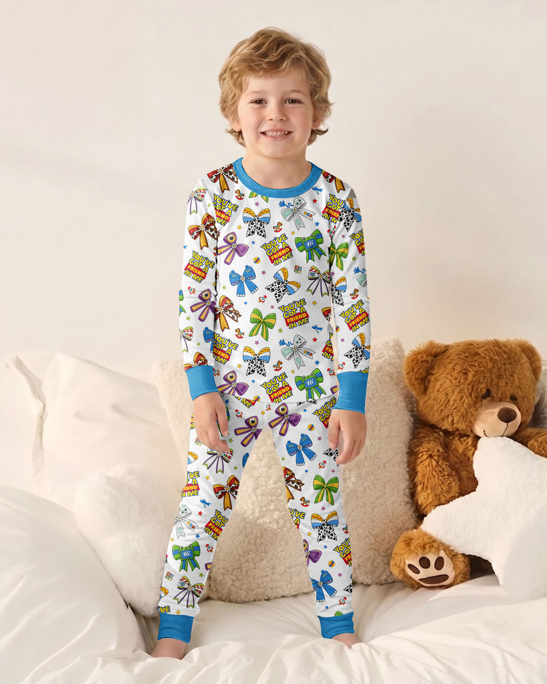 Magical Mirror Bow Bamboo Two Piece Long Sleeve Pajama Set