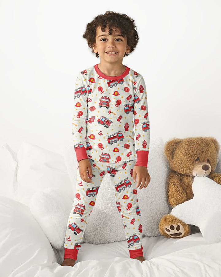 Fire Truck Bamboo Two Piece Long Sleeve Pajama Set