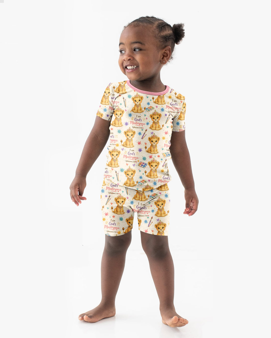 I Am God's Masterpiece Two Piece Short Sleeve Shorts Pajama Set