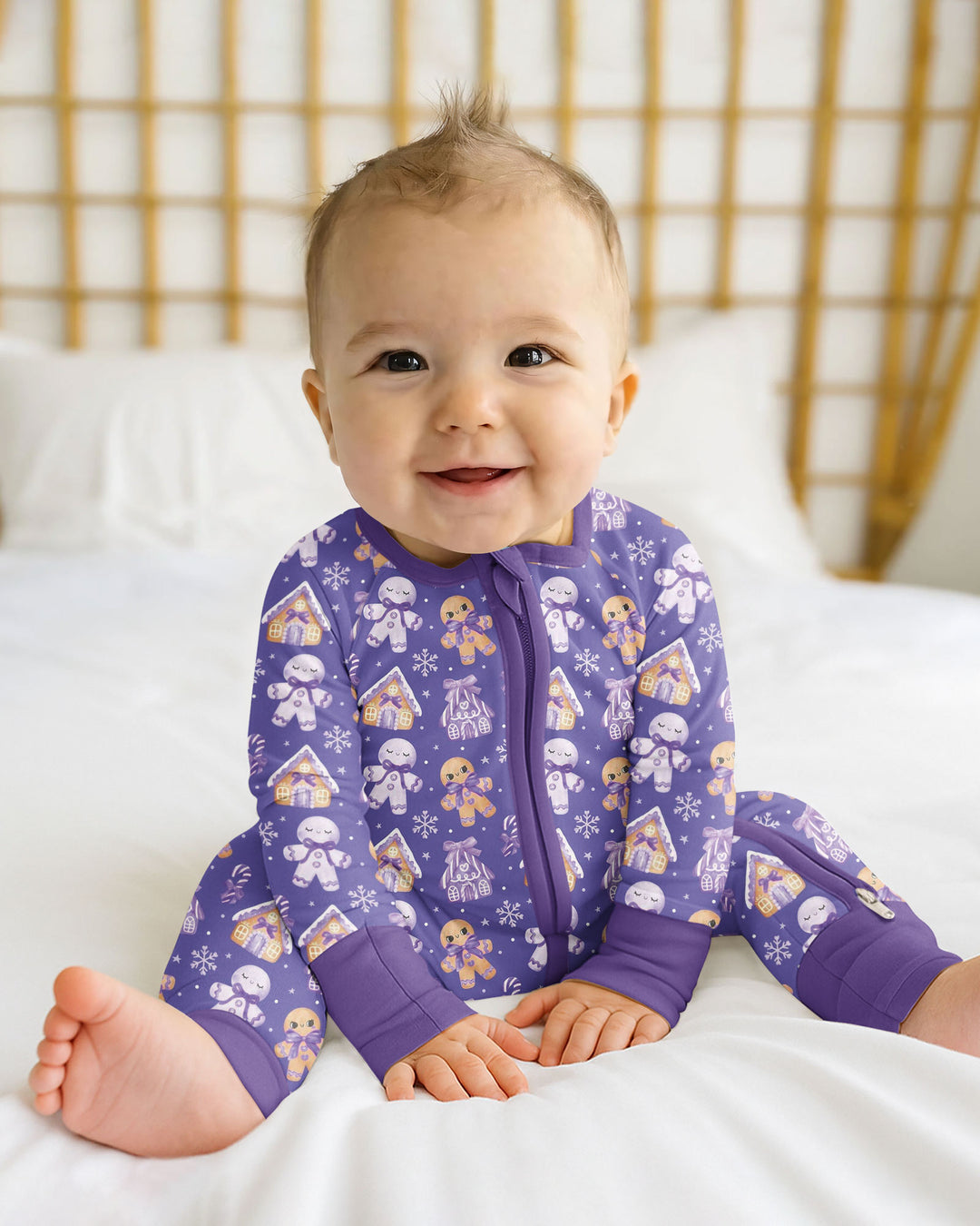 Purple Gingerbread Village Bamboo Convertible Zippy