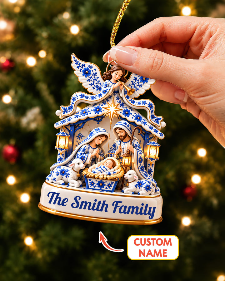 Chinoiserie Nativity Scene- Personalized Acrylic Ornament