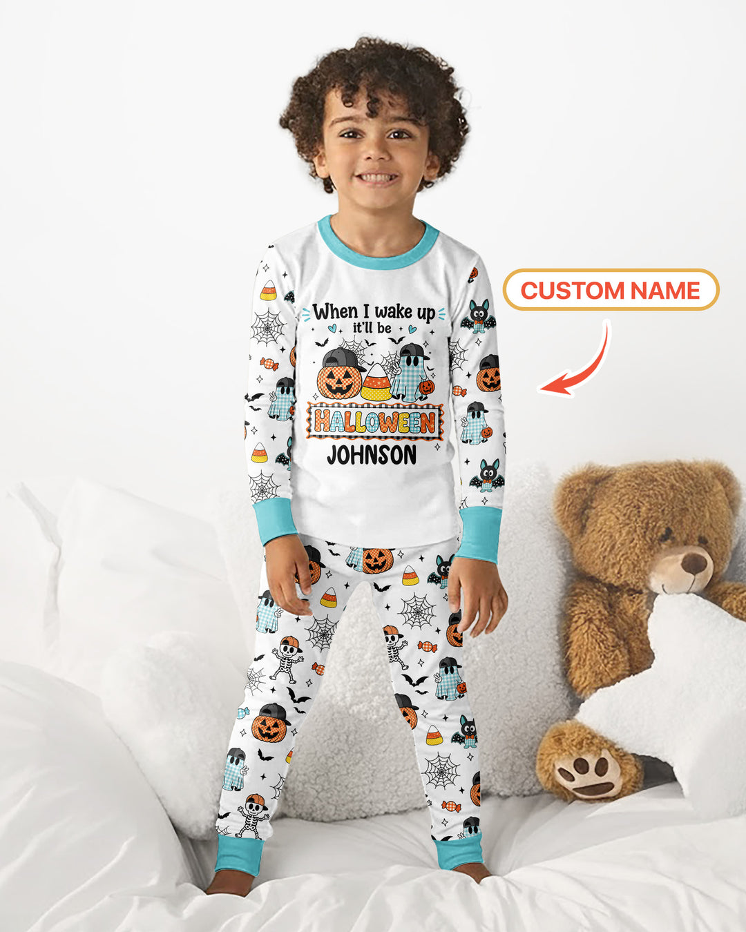 Custom Name When I Wake Up It'll Be Halloween! Bamboo Two Piece Long Sleeve Pajama Set