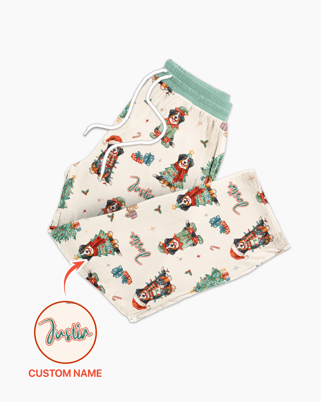 Christmas Bernese Mountain Dog Family Matching Bamboo Men's Pajama Set